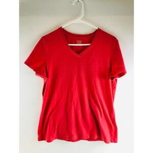 LFL Lady Foot Locker T-Shirt Women's Size XL Solid Red V-neck Short Sleeve
